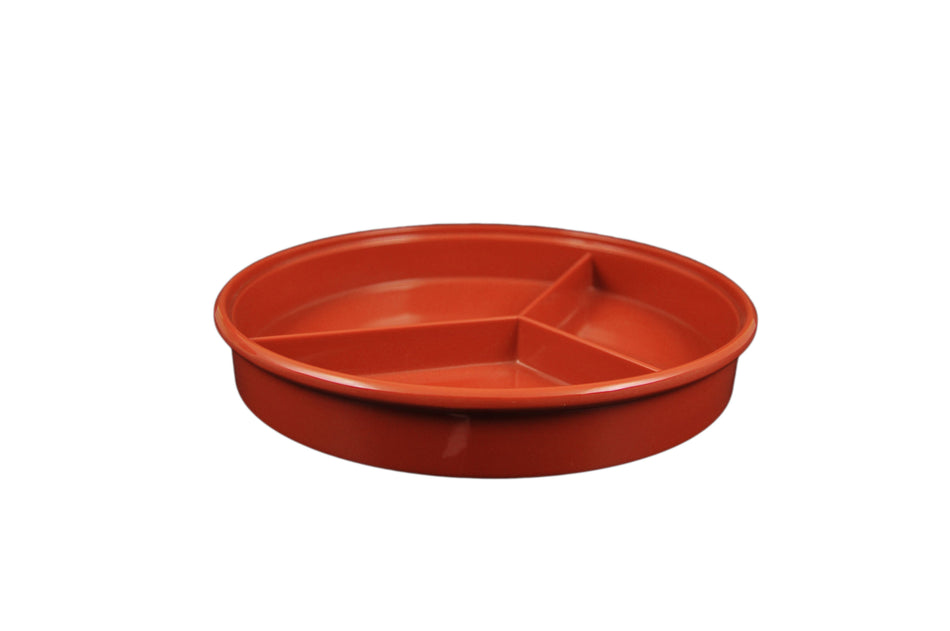 12 Pack 8-1/4" Diameter x 1-1/4" Height, Deep Divided Server, Red Color (Lid Sold Separately), Melamine, BPA Free, Dishwasher Safe, Break-Resistant, Shatter-Resistant, No Microwave, No Oven, NSF