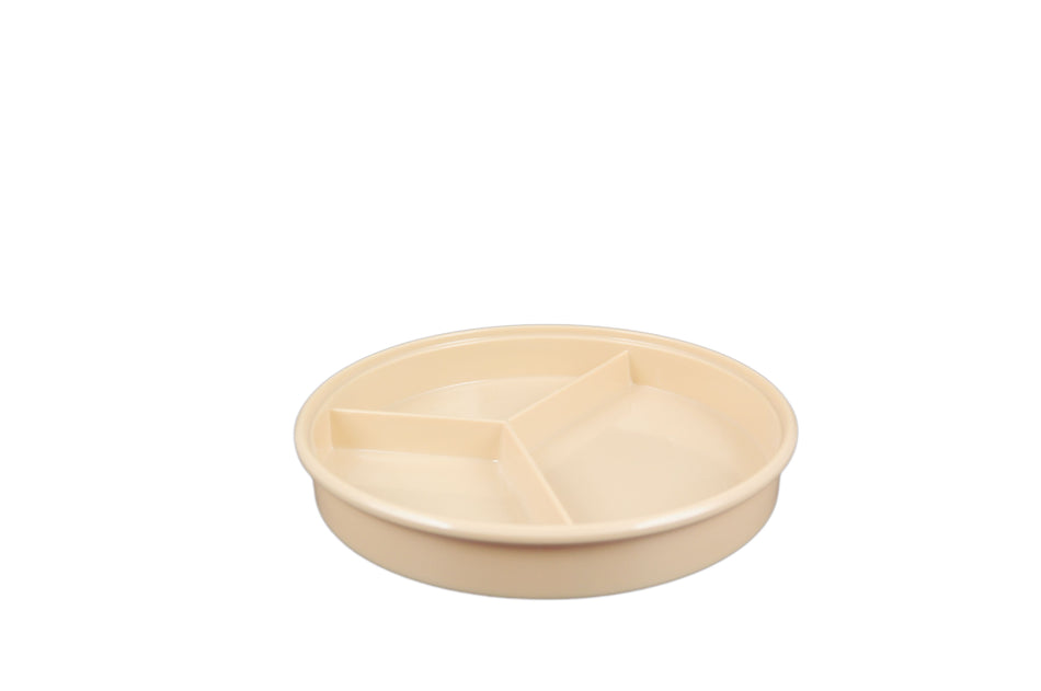 12 Pack 8-1/4" Diameter x 1-1/4" Height, Deep Divided Server, Tan Color (Lid Sold Separately), Melamine, BPA Free, Dishwasher Safe, Break-Resistant, Shatter-Resistant, No Microwave, No Oven, NSF