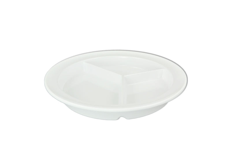 Thunder Group NS701W 8-3/4 Inch Diameter Compartment Plate with 3 Wells White Melamine