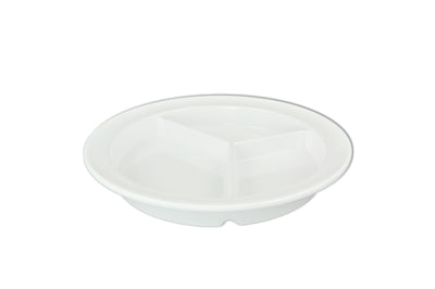 Thunder Group NS701W 8-3/4 Inch Diameter Compartment Plate with 3 Wells White Melamine