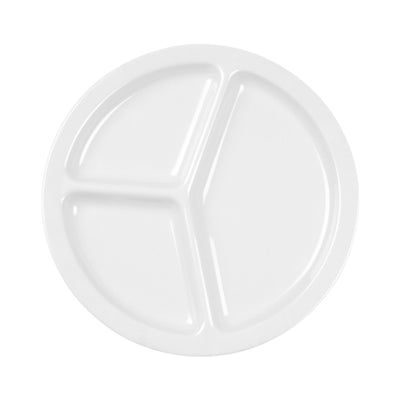 Thunder Group NS702W 10 Inch Dia Round Plate Break-Resistant White Melamine with 3 Wells