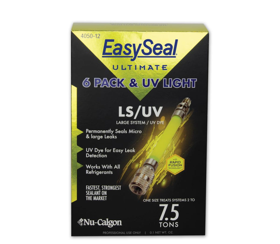 Nu-Calgon 4050-12, EasySeal Direct Inject-UV Contractor Value Pack (6 Injectors) Leak Sealant and Dye, 6 Pack