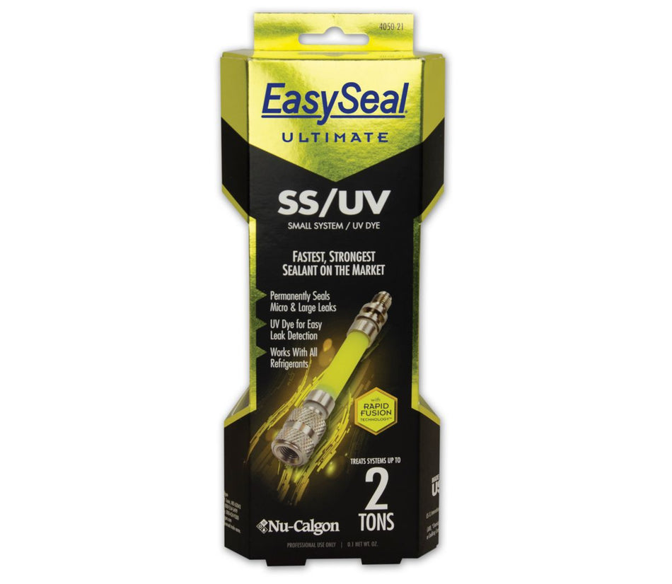 Nu-Calgon 4050-21, New EasySeal Ultimate for small systems includes brighter UV dye in SS/UV version, Small systems up to 2 tons