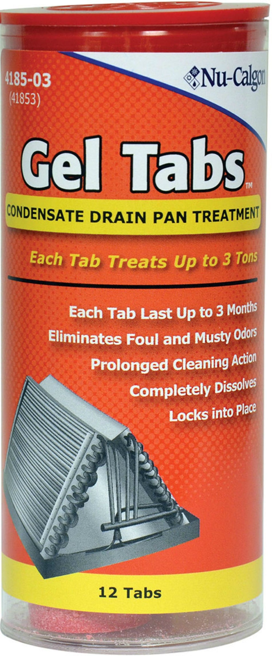Nu-Calgon 4185-03, Gel Tabs: 3 Ton, Condensate Drain Treatment, 2 in x 2 in x 4.25 in