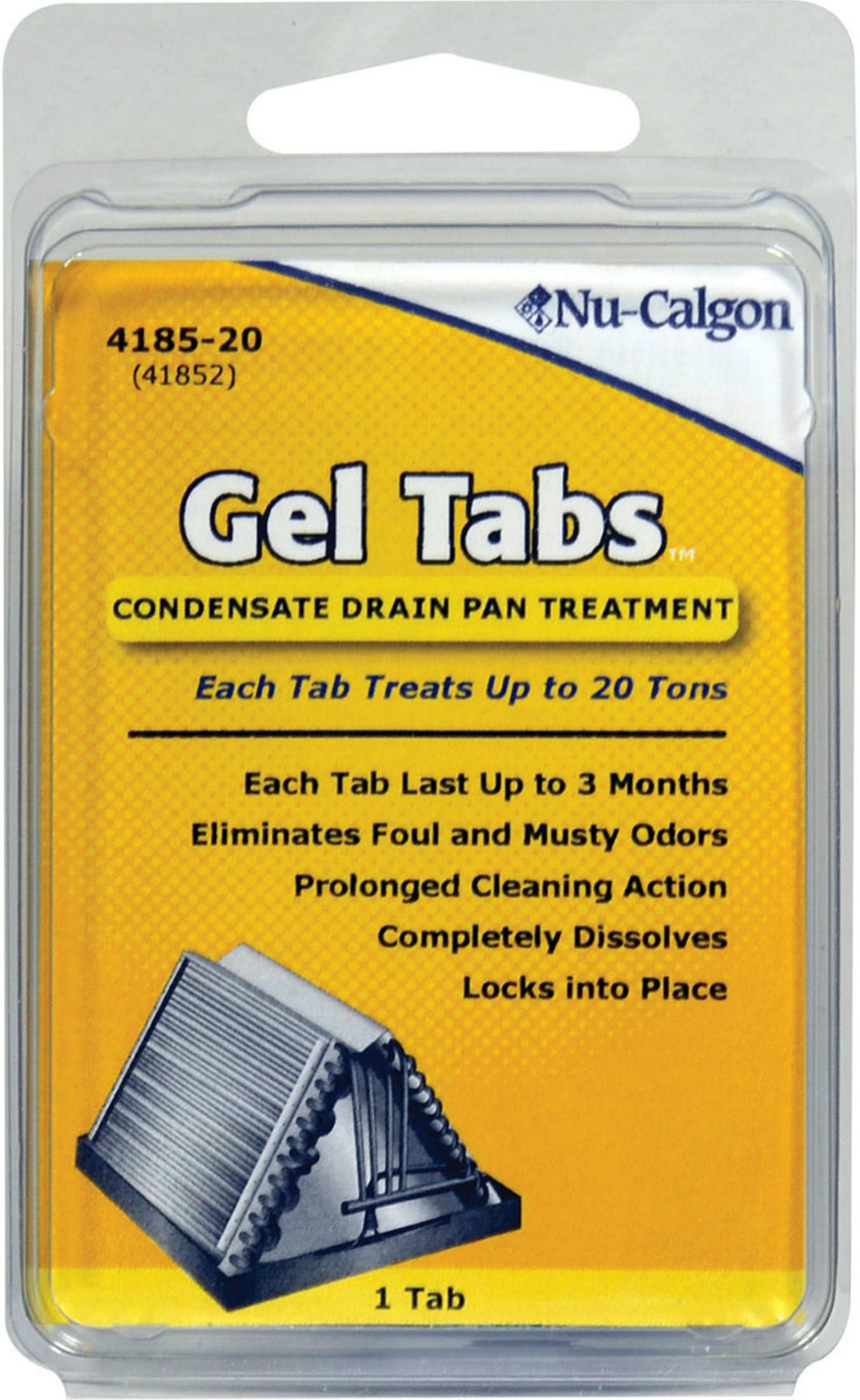 Nu-Calgon 4185-20, Gel Tabs: 20 Ton, Condensate Drain Treatment, Up to 20 Tons