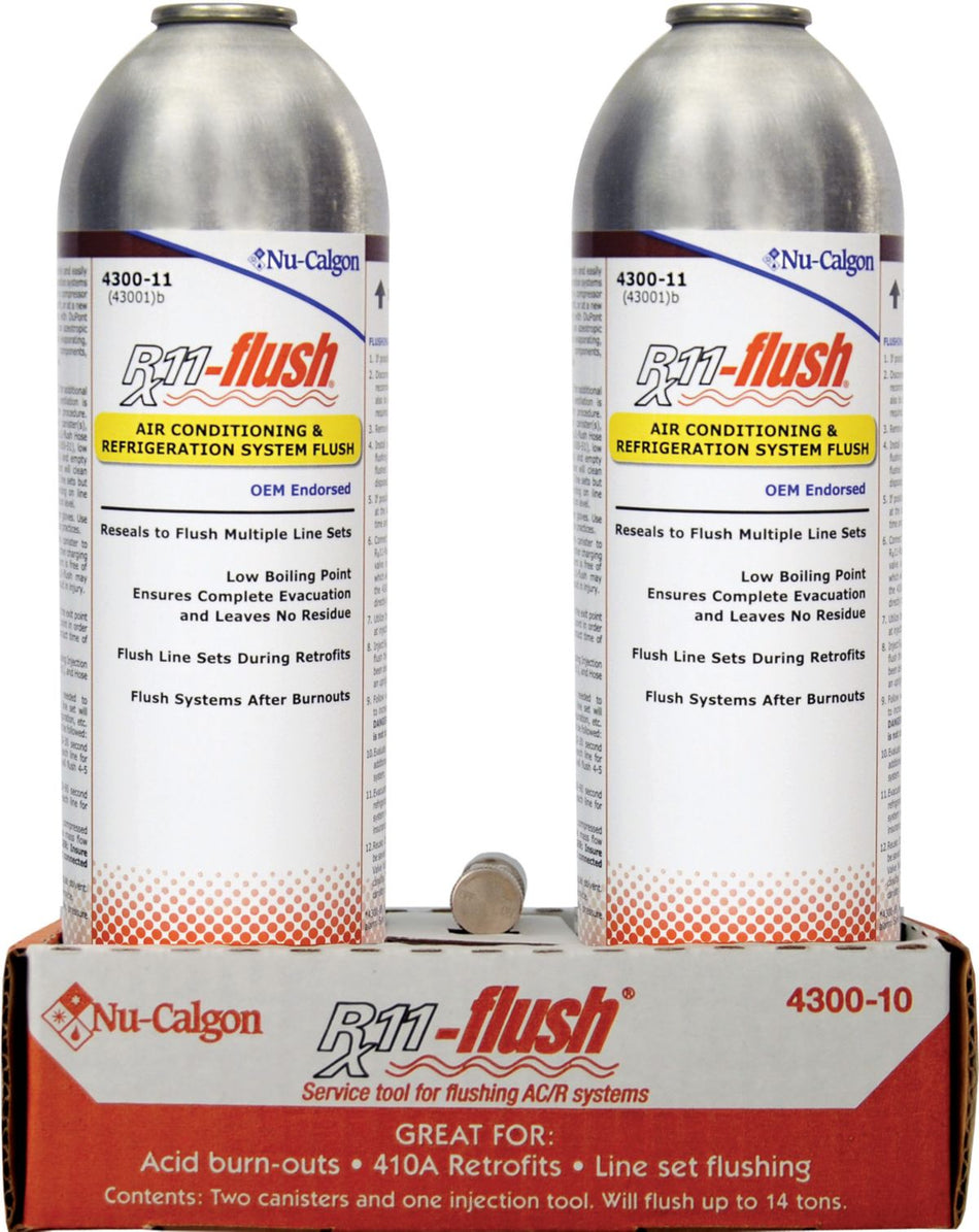 Nu-Calgon 4300-10, Rx11® Flush 2+1 Display Pack, Contains: 2-2 lb Cans and Valve.