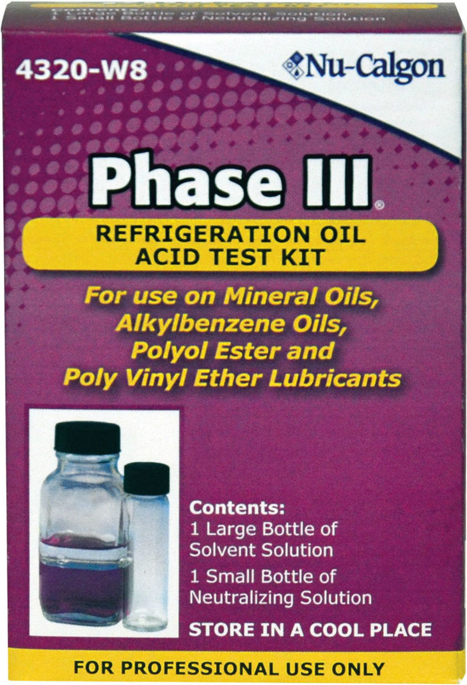 Nu-Calgon 4320-W8, Refrigeration Oil Acid Test Kit, Phase III
