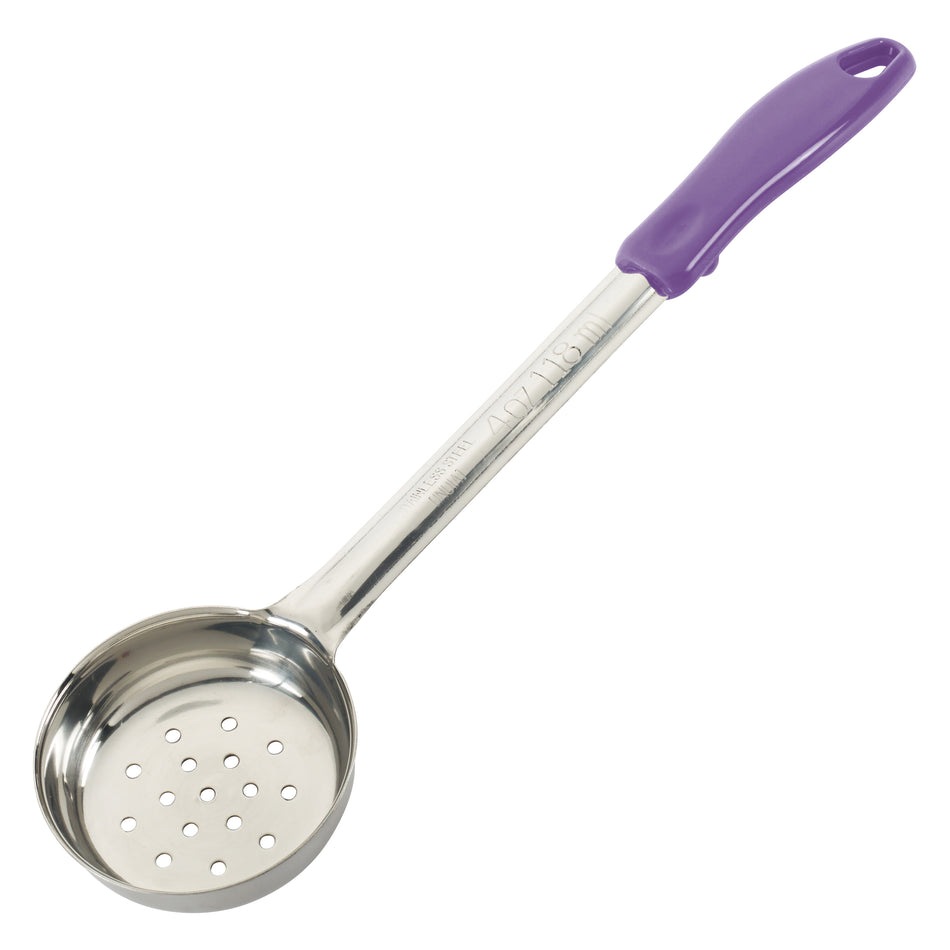 Winco FPP-4P 4 Oz Food Portioner Perforated Stainless Steel Purple Handle