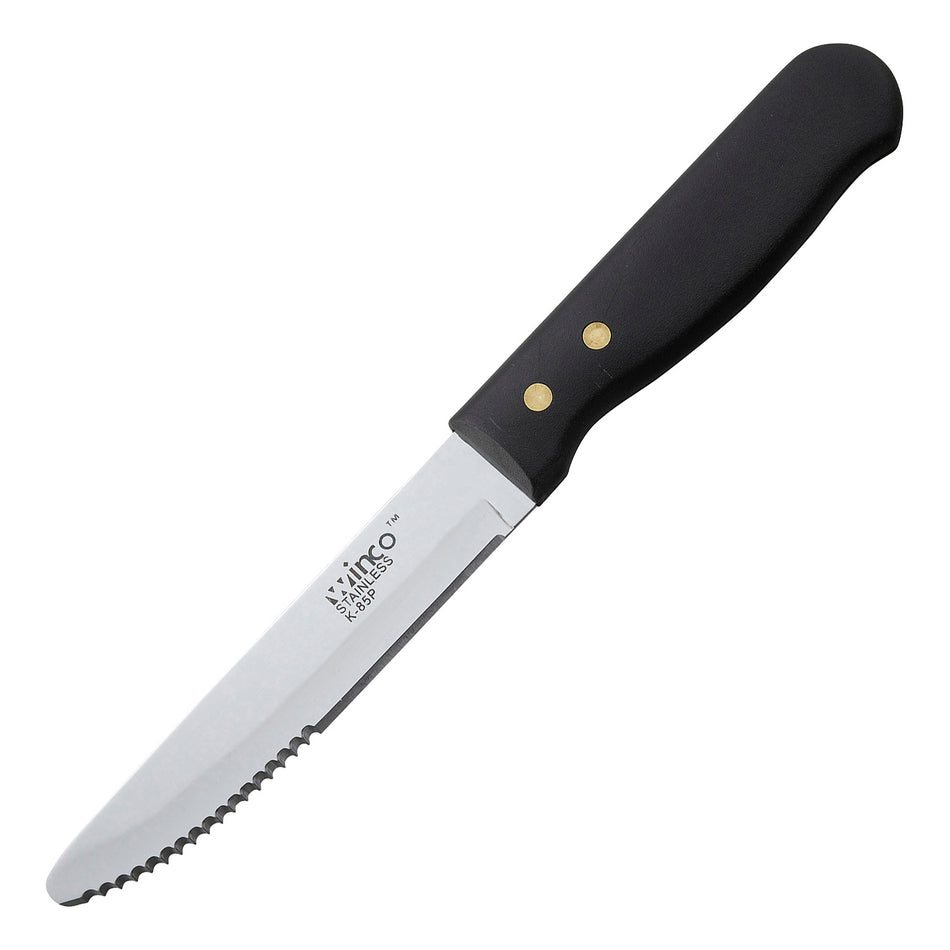 Winco K-85P Jumbo Steak Knives, 5" Blade, Round Tip