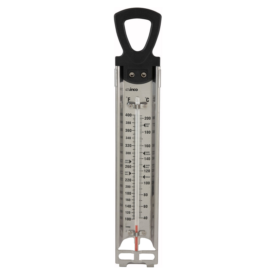 Winco TMT-CDF4 2 Inch Paddle Type Deep Fry Candy Thermometer with Pot Clip