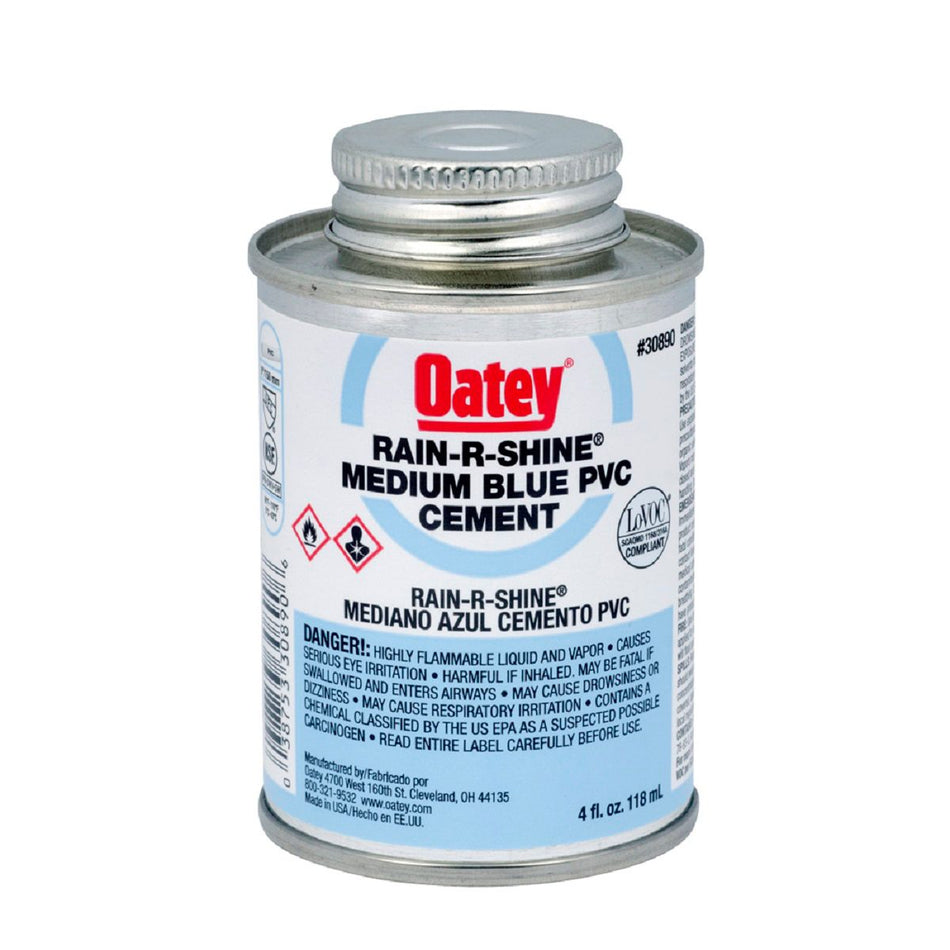 Oatey 530-30890, Rain-R-Shine, Blue PVC Cement - 4 oz
