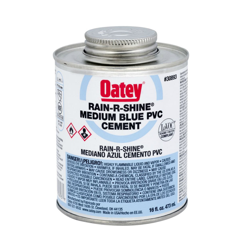 Oatey 530-30893, Rain-R- Shine, Blue PVC Cement - 16 oz