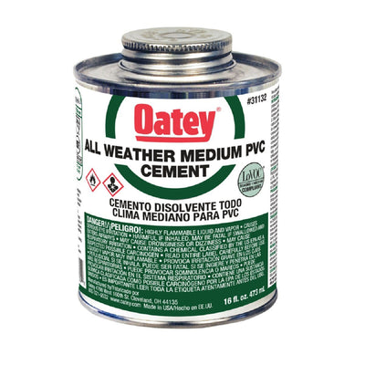 Oatey 530-31132, All Weather Clear PVC Cement - 16 oz