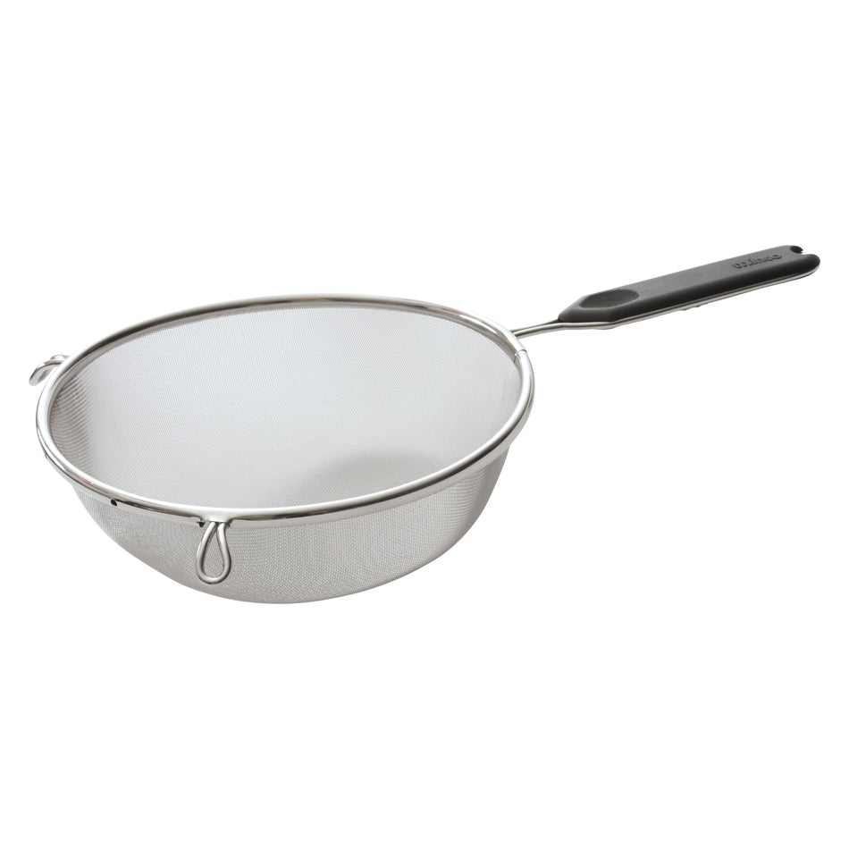 Winco MSTP-8SF 14 Inch Stainless Steel Fine Mesh Strainer with Plastic Handle