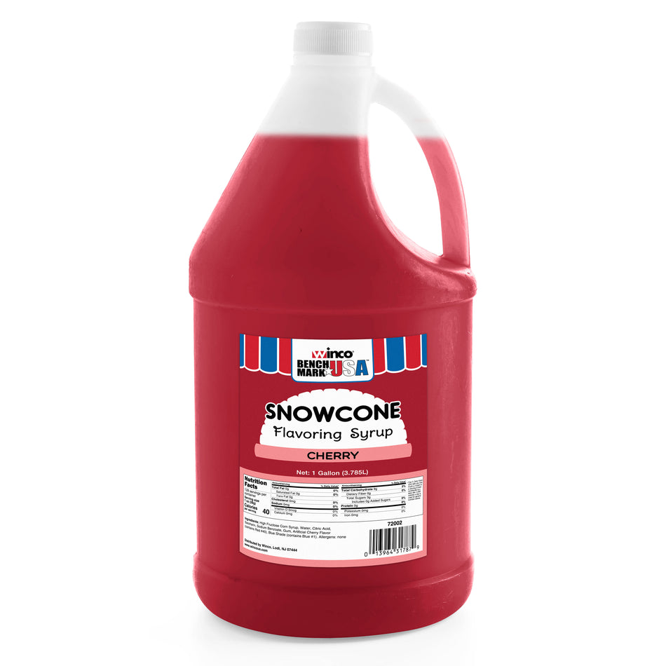 Winco 72002CS 1 Gallon Cherry Syrup for Snow Cones 4 Gallons Cases