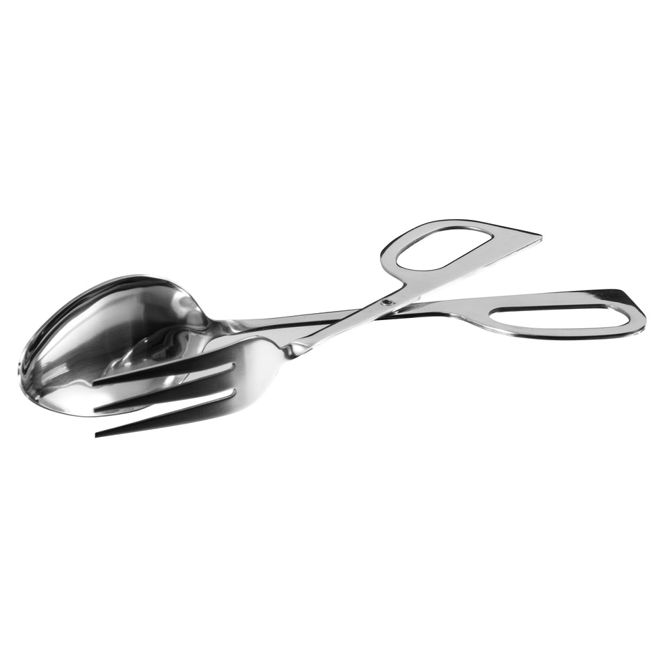 Winco ST-10 10 Inch Salad Tongs Spoon and Fork Scissor Stainless Steel Satin Finish