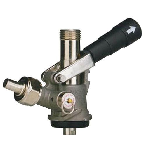 Micro Matic "S" System Beer Keg Coupler with Black Lever Handle and Type 304 Stainless Steel Probe - 7486BS