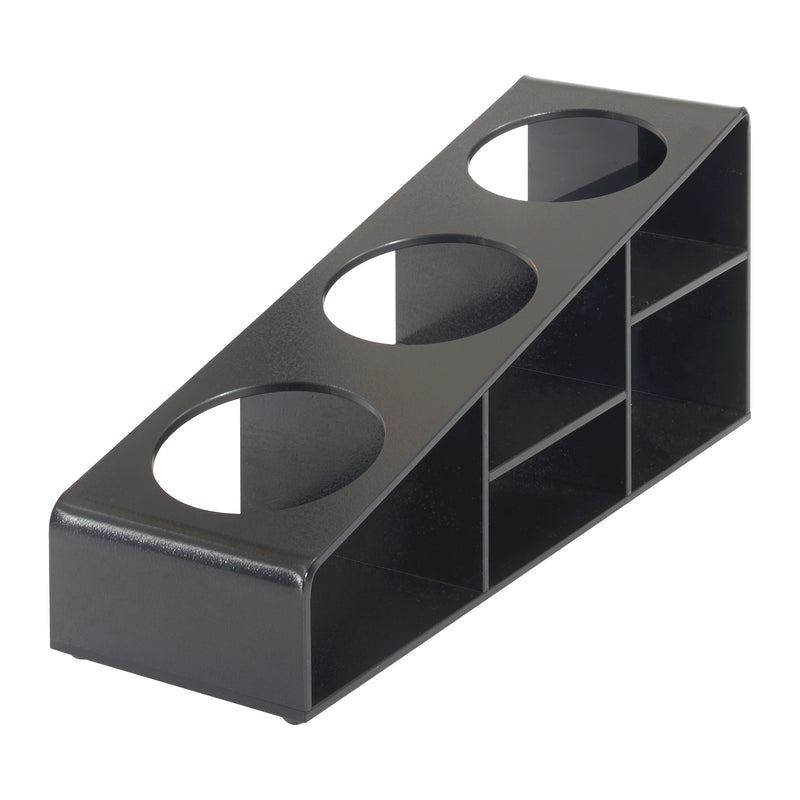 Winco SBO-3C Syrup/Condiment Bottle Organizer, 3-Compartments, 3.5"Dia, Plastic, Black