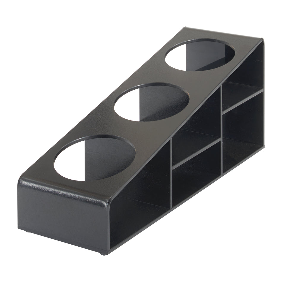 Winco SBO-3C Syrup/Condiment Bottle Organizer, 3-Compartments, 3.5"Dia, Plastic, Black