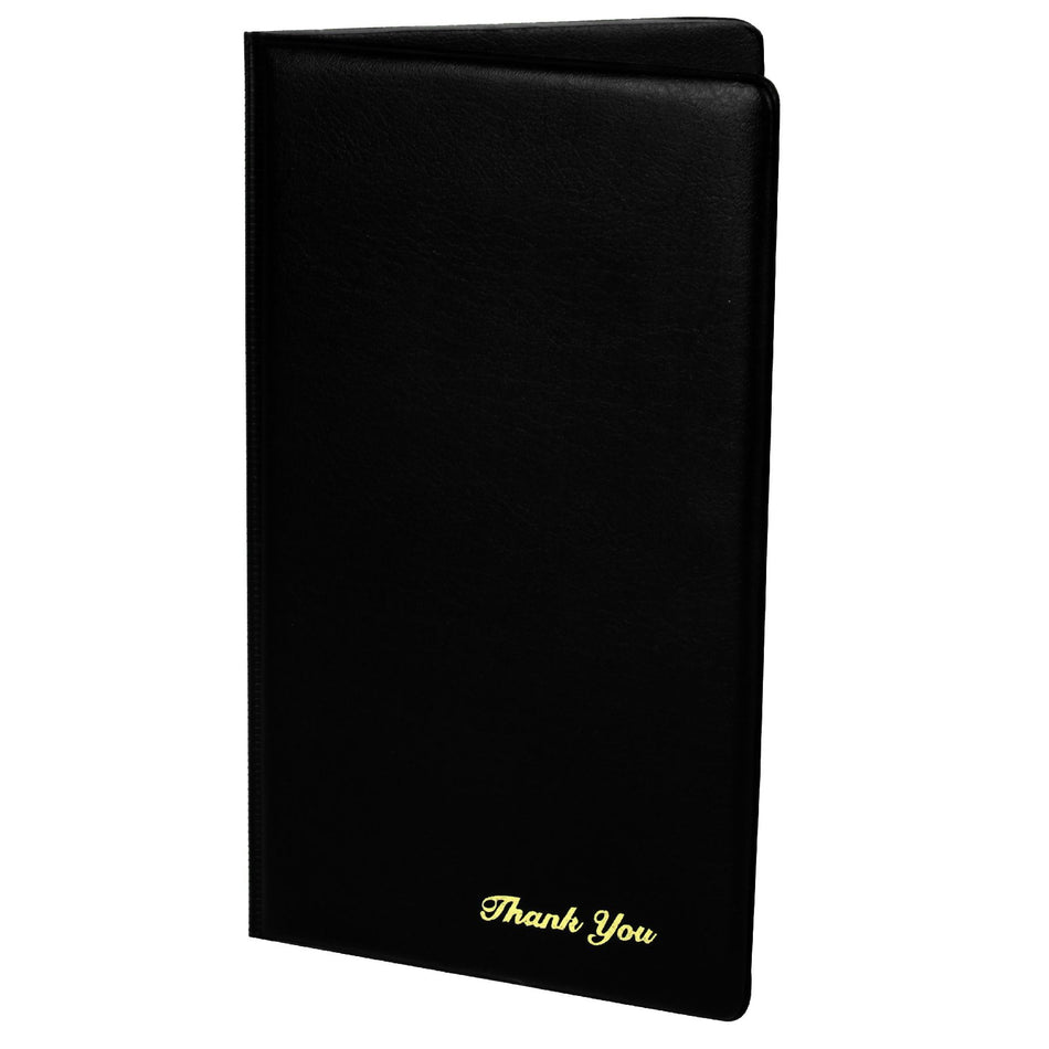 5-3/4" x 9-1/2", Check Presentation Cover, Black Color, Faux Leather, PolyVinyl chloride