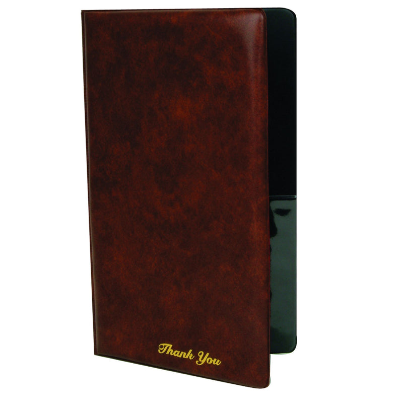 Thunder Group PCPC-1BR 5-3/4 Inch Wide Guest Check Presenter Brown with Thank You Imprint