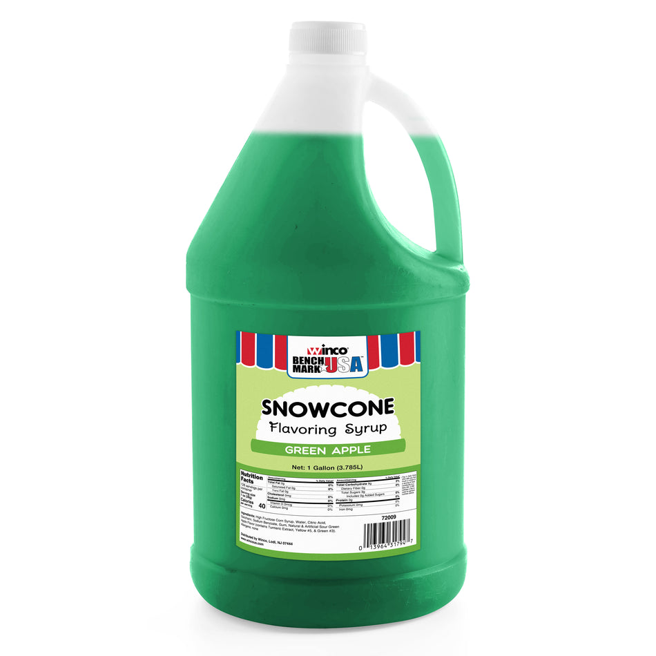 Winco 72009CS 1 Gallon Green Apple Snow Cone Syrup 4 Gallons Per Case