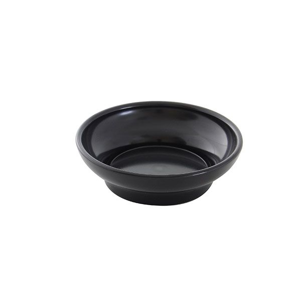 12 Pack 4-1/2 oz, 4" Diameter x 1-1/5" Height, Salsa Dish, Black Color, Acrylonitrile Styrene