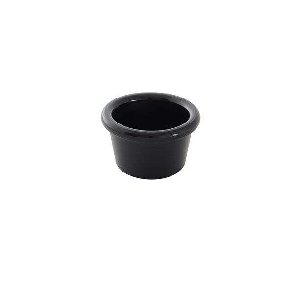 12 Pack 1-1/2 oz, 2-1/2" Diameter x 1-1/2" Height, Smooth Ramekin, Black Color, Acrylonitrile Styrene
