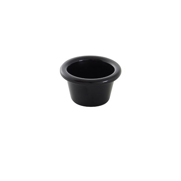 12 Pack 1-3/4 oz, 2-1/2" Diameter x 1-1/2" Height, Smooth Ramekin, Black Color, Acrylonitrile Styrene