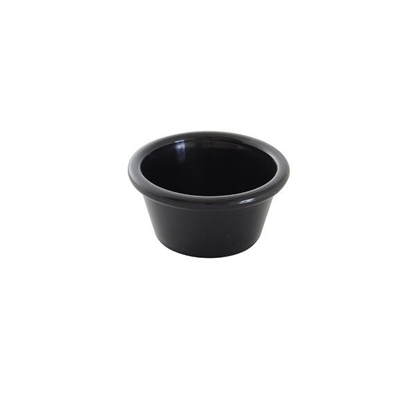 12 Pack 2-1/2 oz, 2-7/8" Diameter x 1-2/5" Height, Smooth Ramekin, Black Color, Acrylonitrile Styrene