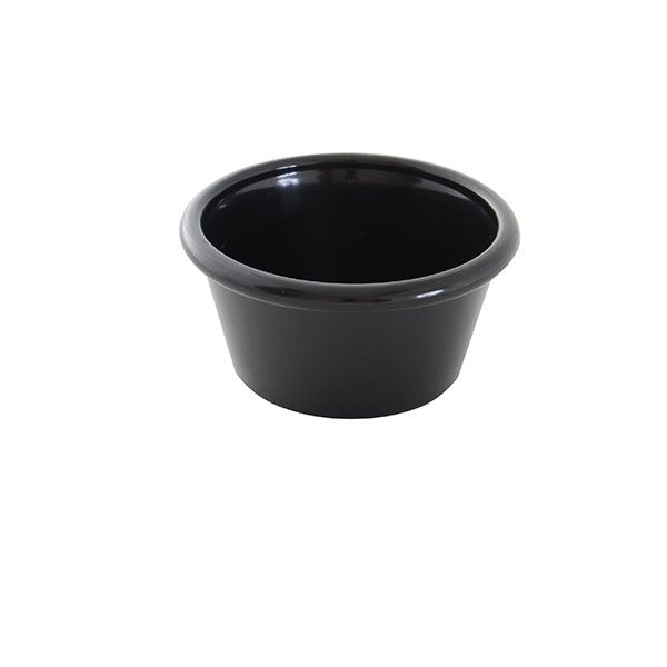12 Pack 6 oz, 3-7/8" Diameter x 1-8/9" Height, Smooth Ramekin, Black Color, Acrylonitrile Styrene