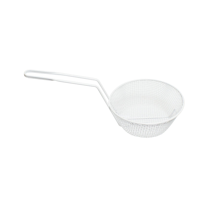 Thunder Group PLBB008M 8 Inch Breading Basket Medium Mesh White Plastic Coated Wire