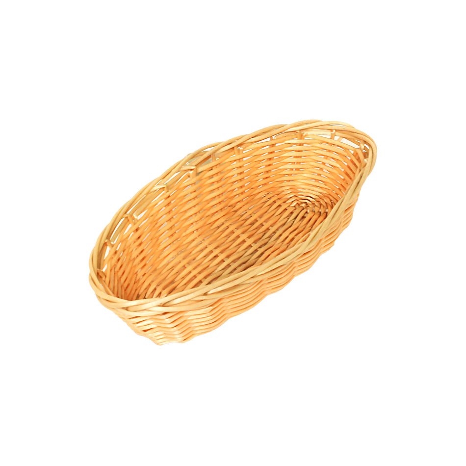 8-1/4" x 4-1/4" x 2", Oblong Woven Bread Basket, Natural Color, Polypropylene Plus Polyethylene and wire, No Dishwasher, No Microwave