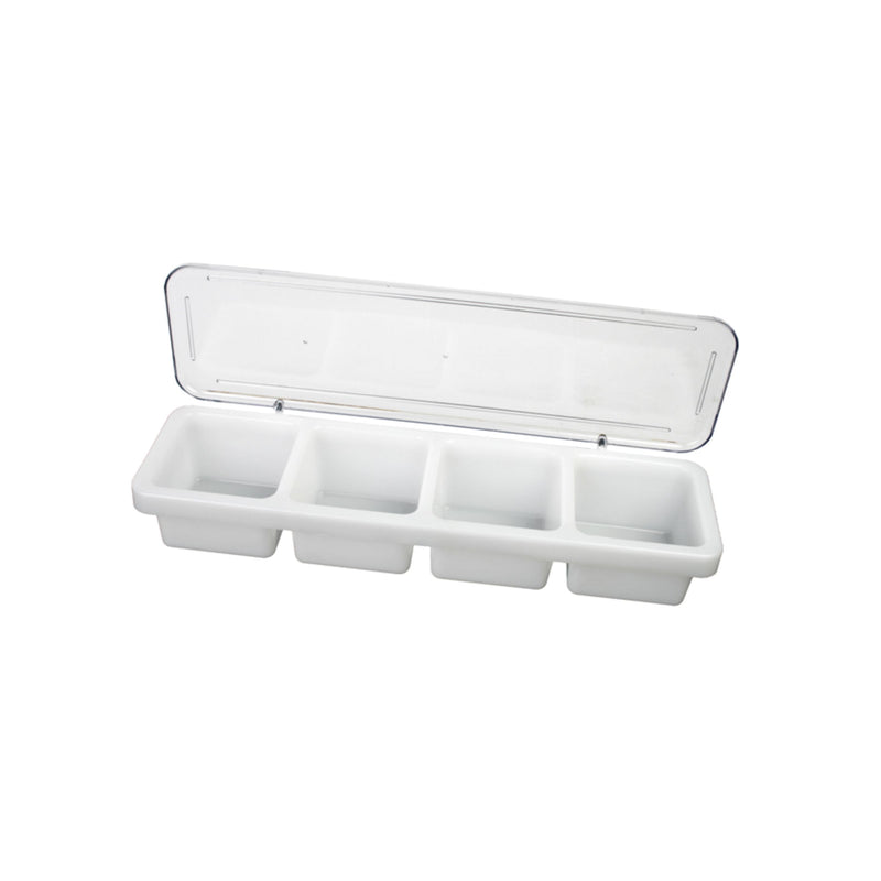 Thunder Group PLBC004P 18 Inch Condiment Server with Cover Plastic 4 Compartments