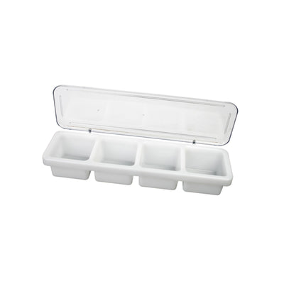 Thunder Group PLBC004P 18 Inch Condiment Server with Cover Plastic 4 Compartments