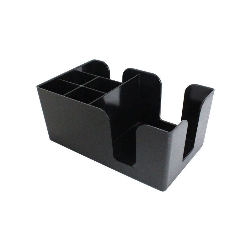 Thunder Group PLBC006 Black Plastic Bar Caddy Dishwasher Safe 6 Compartment