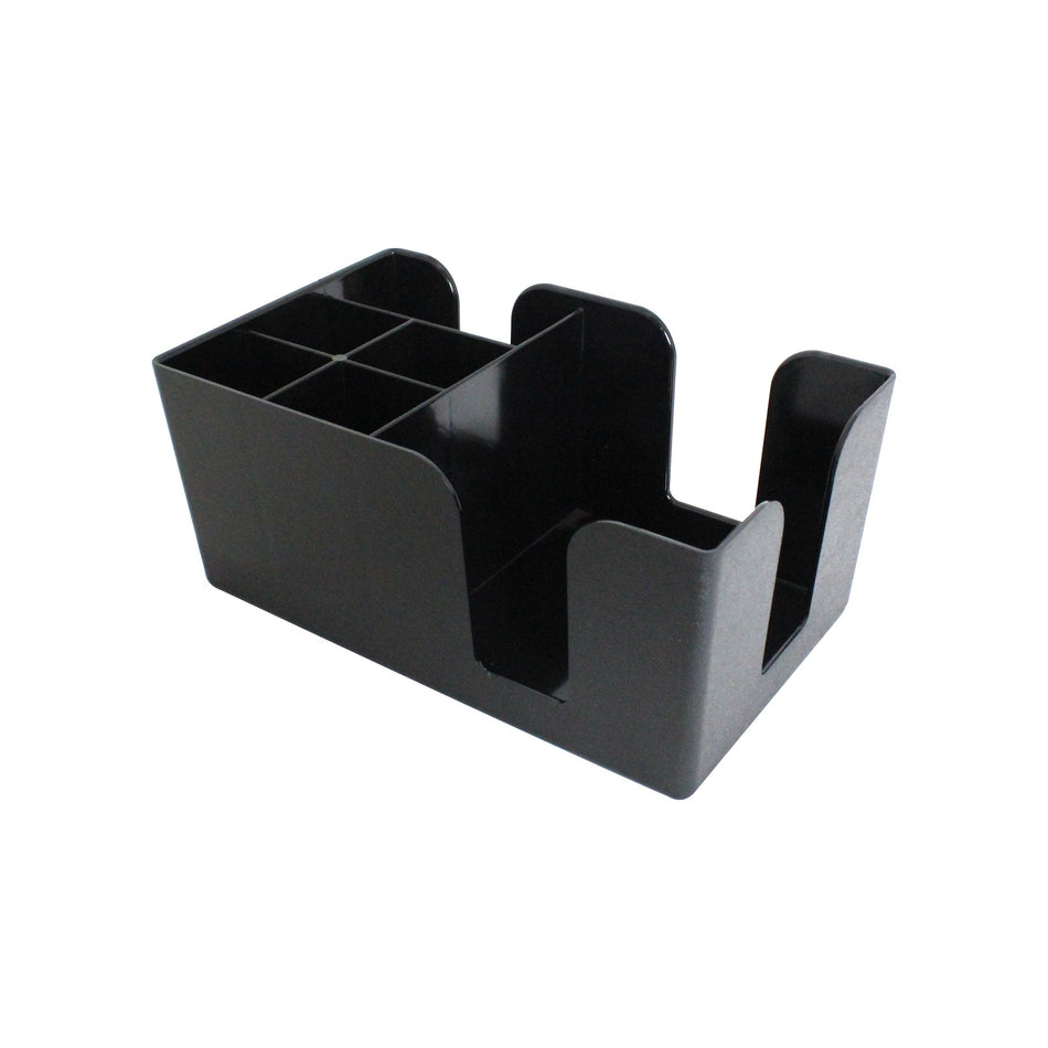 9-1/2" x 5-3/4" x 4-1/8" Bar Caddy with 6 Compartment, Black Color, Acrylonitrile Butadiene Styrene