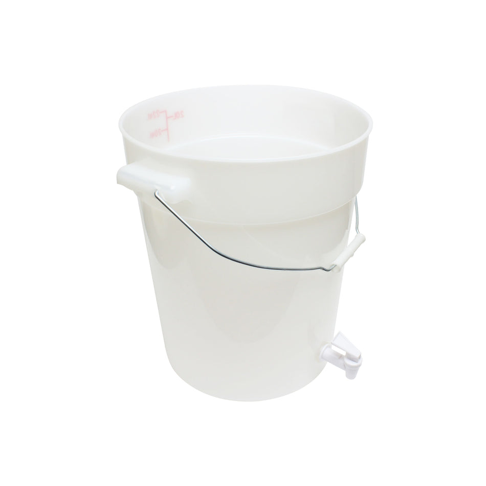 6 Gallon, Beverage Dispenser with Leak-Proof Faucet, White Color, Polypropylene, withstand temperature from -40°F up to 160°F, Dishwasher Safe, Color graduations marking in Liters and Quarts, No Microwave, No Oven, NSF