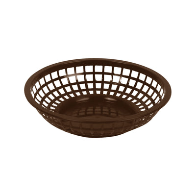 Thunder Group PLBK008B 8 Inch Round Fast Food Basket Stackable Brown Polypropylene