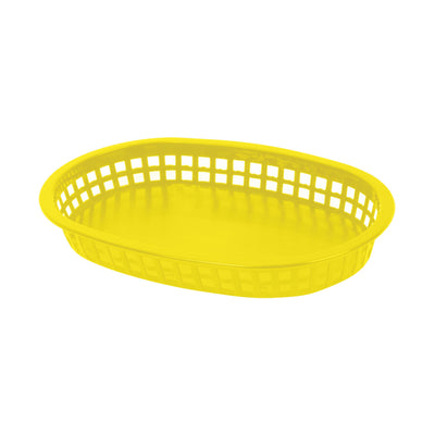 Thunder Group PLBK1034Y 10-3/4 Inch Oblong Fast Food Basket Stackable Yellow Plastic