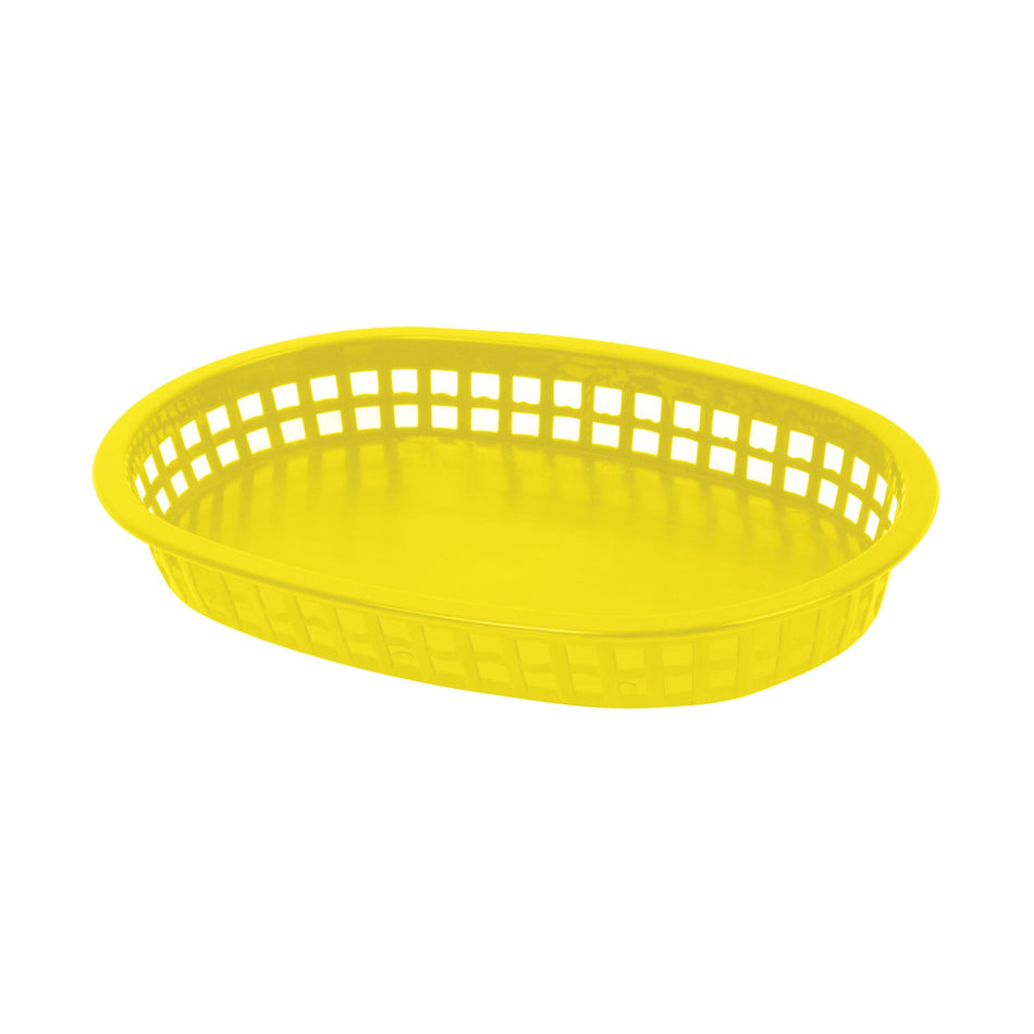 12 Pack 10-3/4" x 7" x 1-1/2", Oblong Fast Food Basket, Yellow Color, Polypropylene, Dishwasher Safe, No Microwave