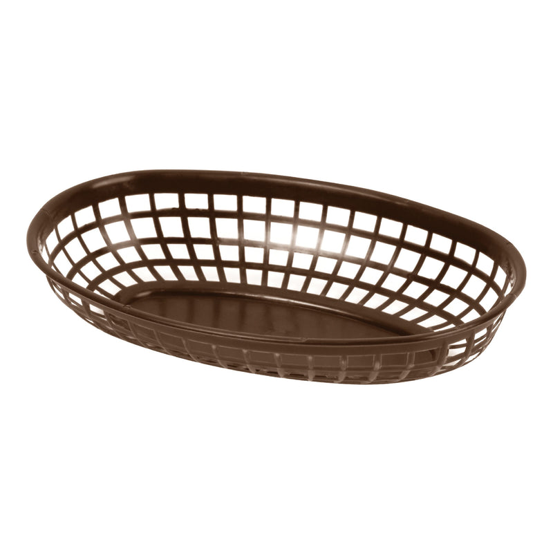 Thunder Group PLBK938B 9-3/8 Inch Oval Stackable Fast Food Basket Polypropylene Brown