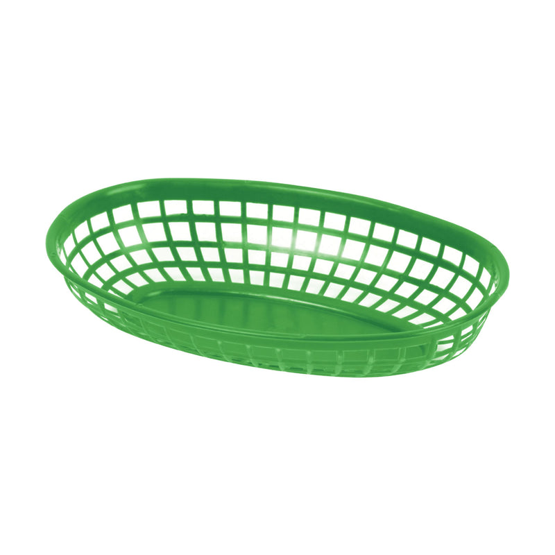 Thunder Group PLBK938G 9-3/8 Inch Oval Fast Food Basket with Green Polypropylene