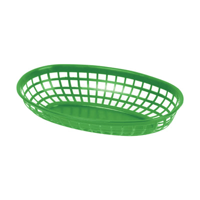 Thunder Group PLBK938G 9-3/8 Inch Oval Fast Food Basket with Green Polypropylene