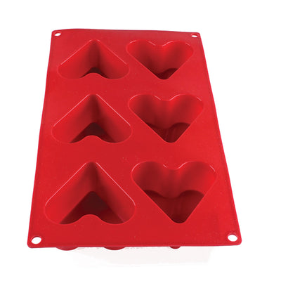 Thunder Group PLBM002S 4-2/5 Oz Baking Mold Red Flexible 6 Heart Cavities Silicone