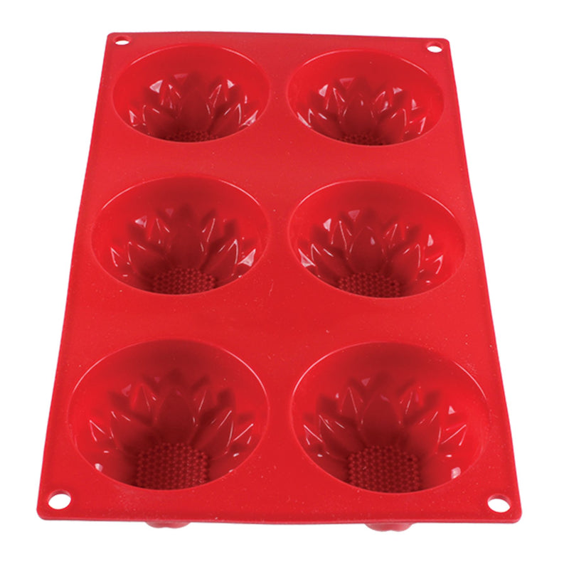 Thunder Group PLBM004S 3-9/10 Oz Flexible Baking Mold 6 Cavity Red Silicone