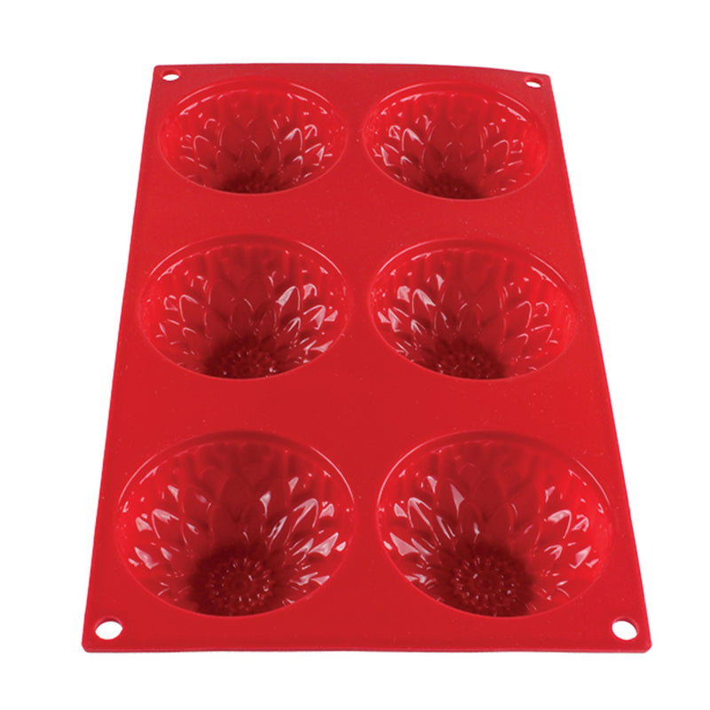 Thunder Group PLBM005S 3-9/10 Oz Baking Mold Flexible Silicone Red with 6 Cavities