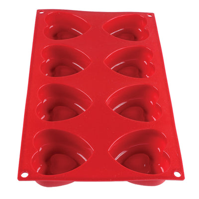 Thunder Group PLBM008S 2-2/5 Oz Baking Mold Flexible Silicone Red with Heart Cavities
