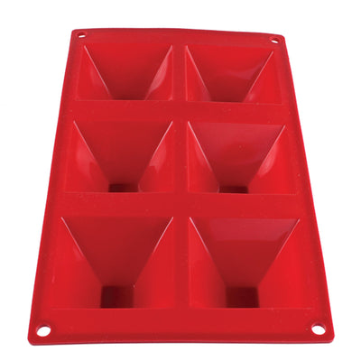 Thunder Group PLBM009S 3 Oz Baking Mold Flexible 6 Pyramid Cavities Red Silicone