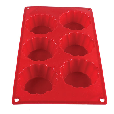 Thunder Group PLBM010S 3-7/10 Oz Baking Mold Flexible with 6 Brioche Cavities Red